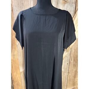 Womens Fashion Solid Black Lotus Leaf Sleeve Slip Dress Mini Butterfly Sleeve